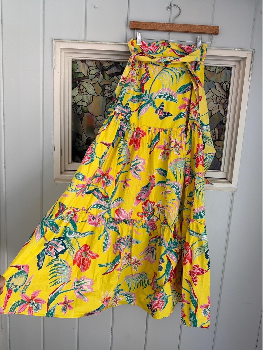 BANJANAN Tropical Floral Yellow Maxi skirt XS